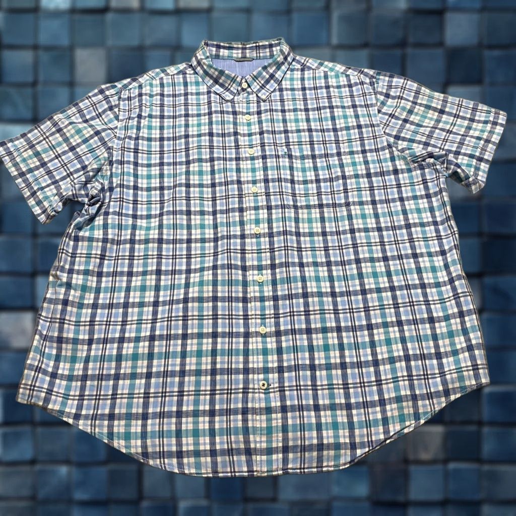 Izod IZOD Saltwater Button-Down Shirt Mens 2XL Multicolor Plaid Cotton Short Sleeve Button-Up Collar-Down Casual Travel Size US XXL / EU 58 / 5 - 1 Thumbnail
