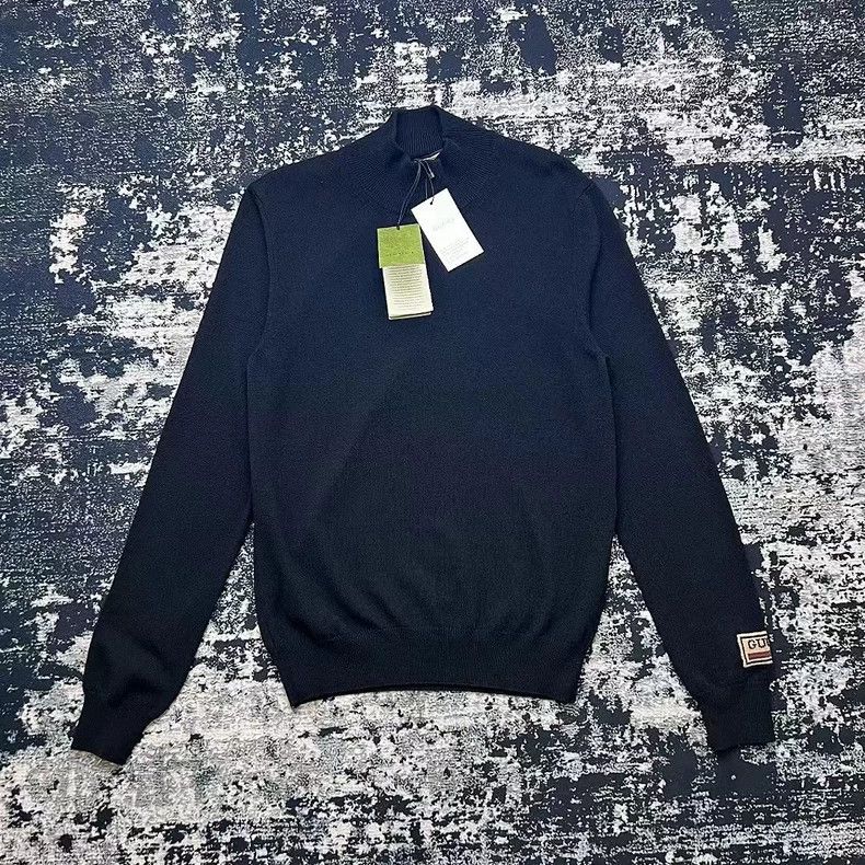 Gucci Black sleeve label turtleneck cashmere sweater 2501-N