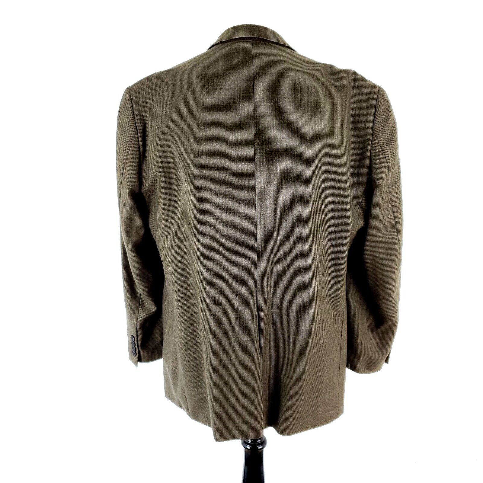 Joseph & Feiss Joseph & Feiss Gold Wool 2 Button Sport Coat 44R Brown Check Size 44R - 5 Thumbnail