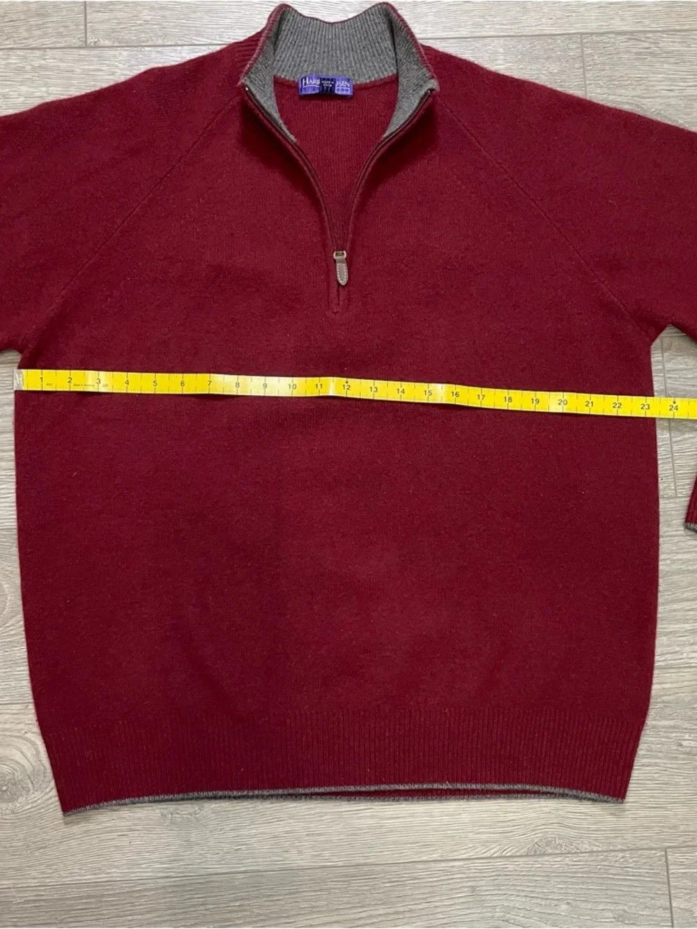 Harry Rosen Harry Rosen Cashmere Quarter Zip Pullover Sweater Burgundy Size US L / EU 52-54 / 3 - 7 Thumbnail