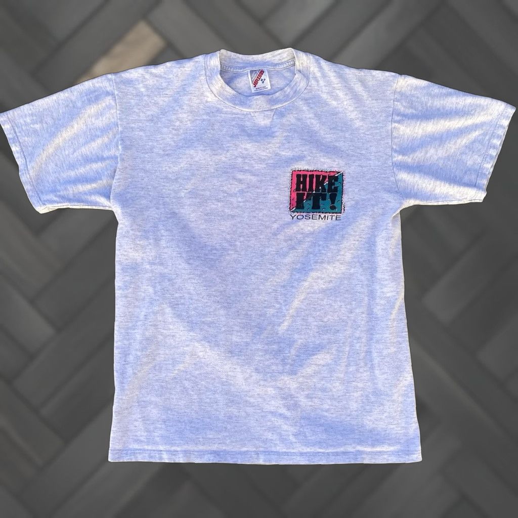 Jerzees VINTAGE Jerzees T-Shirt Hike It Yosemite Go Take A Hike Neon Geometric Graphics Gray Size M Men Shirt Size US M / EU 48-50 / 2 - 1 Thumbnail