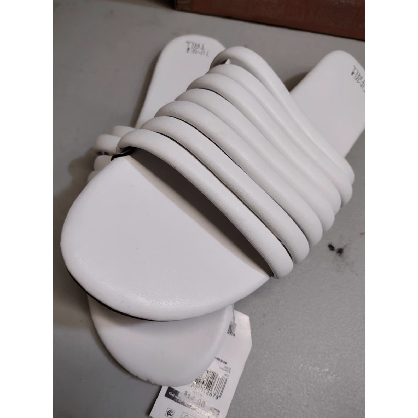 Vintage Time And Tru Women White Multi-Band Slide Flat Sandals Memory Foam Size 11 Size US 11 / IT 41 - 3 Thumbnail
