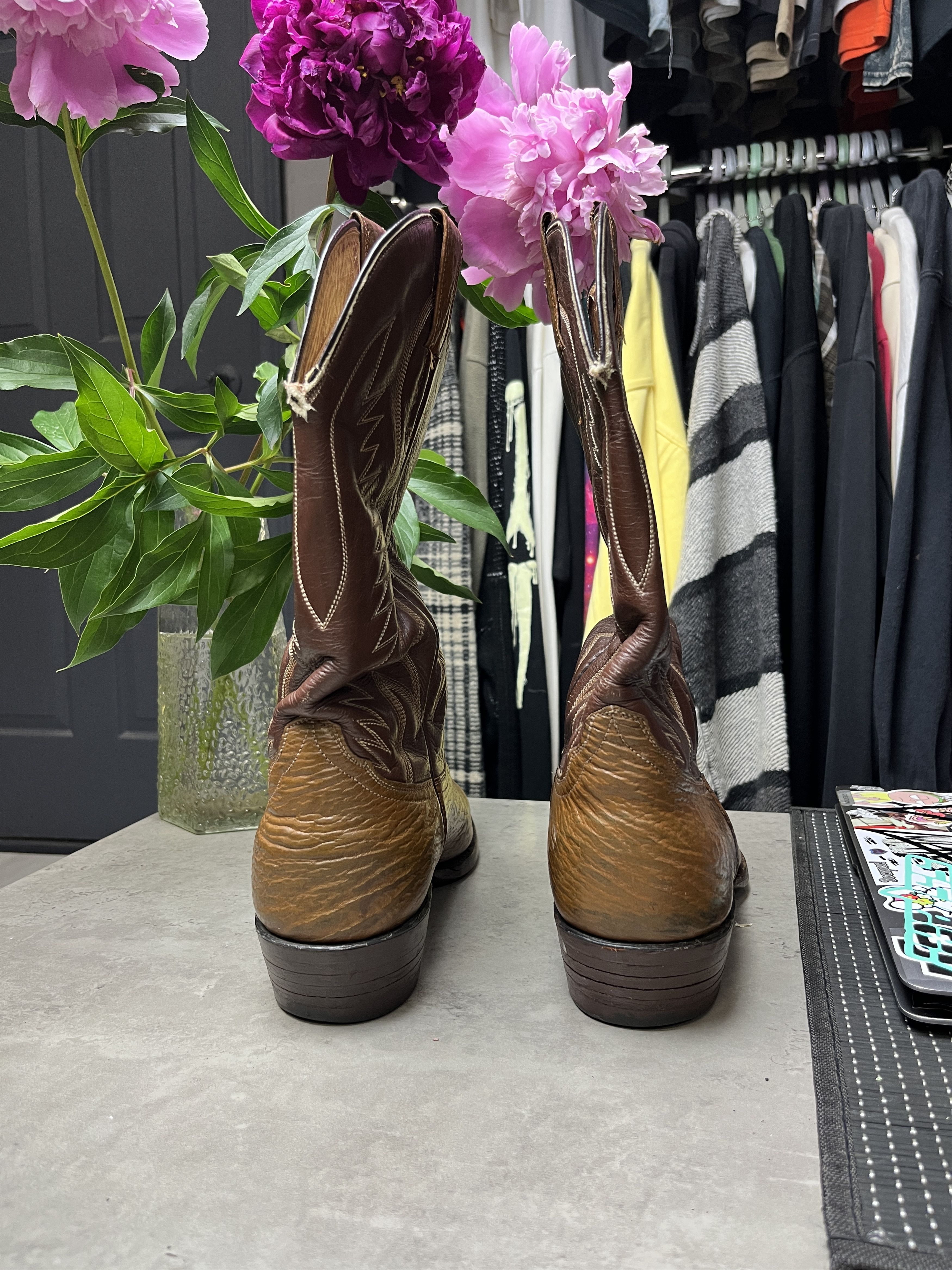 Other 1980s VINTAGE TEXTURED LEATHER WESTERN COWBOY BOOTS - 5106 Size US 10.5 / EU 43-44 - 6 Thumbnail