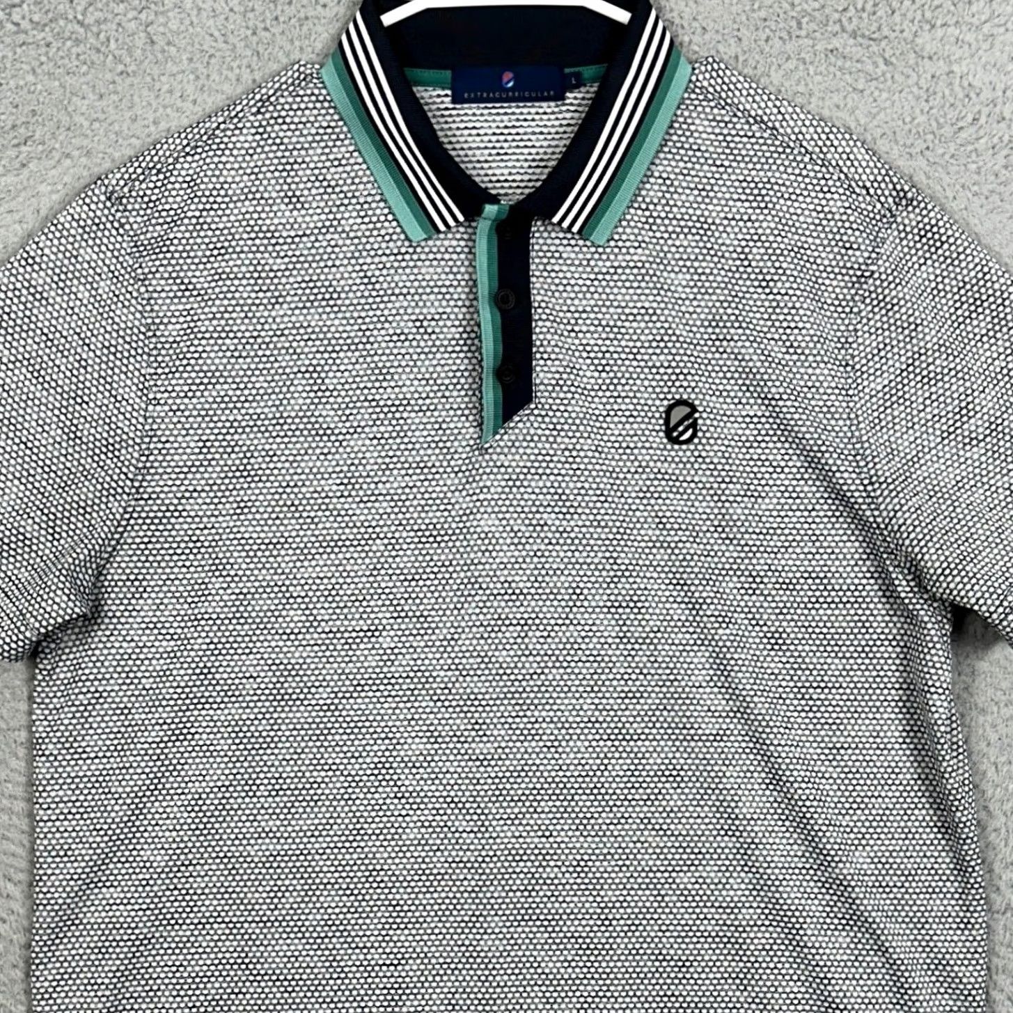 Vintage Extracurricular Polo Shirt Men L Gray White Golf Rugby Honeycomb Stretch EUC Size US L / EU 52-54 / 3 - 2 Thumbnail