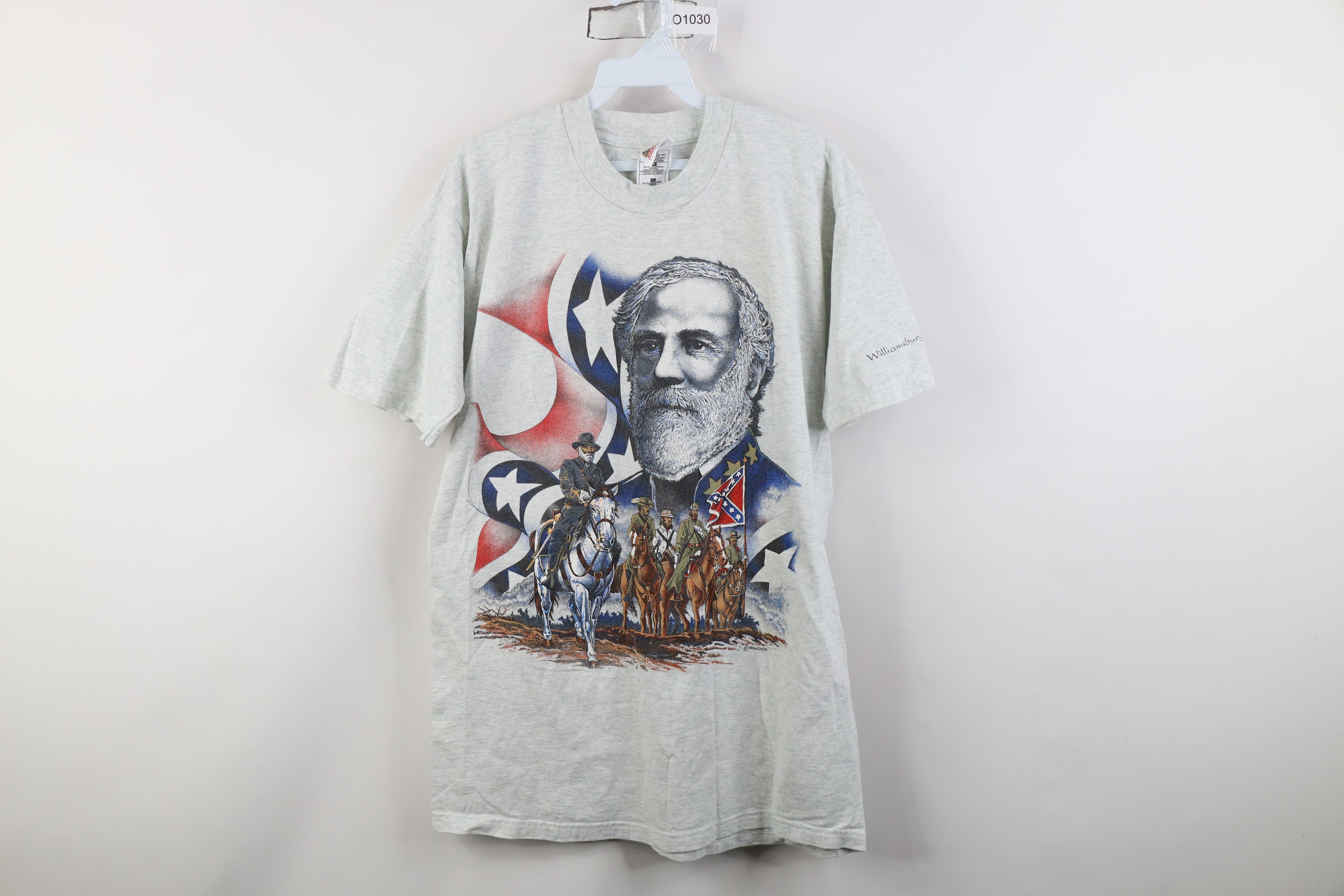 Vintage Vintage 90s Civil War General Robert E Lee T-Shirt Gray Size US L / EU 52-54 / 3 - 1 Thumbnail