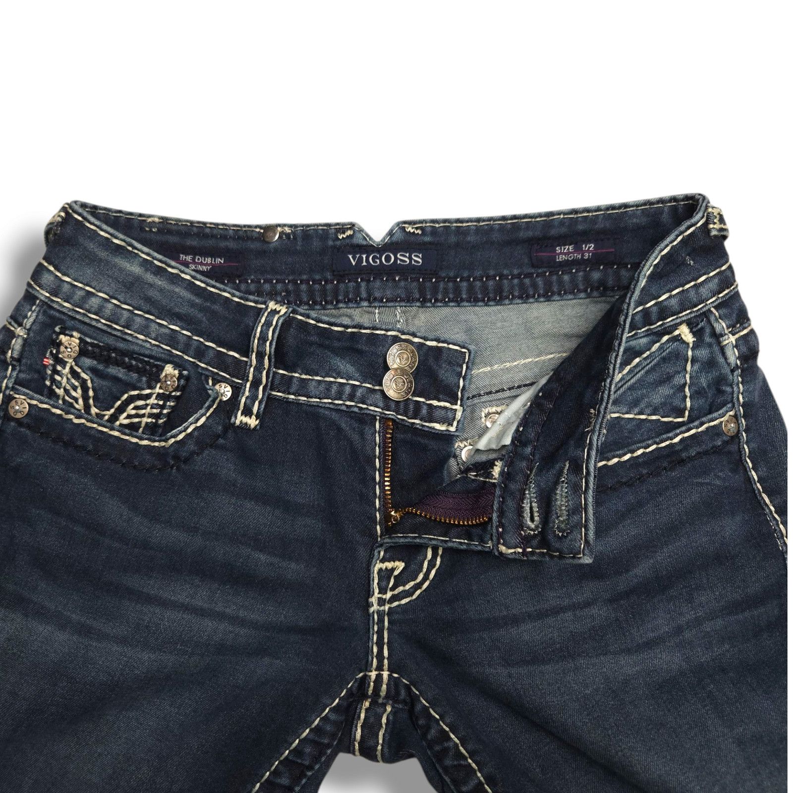 Other EUC Vigoss Dublin Low Rise Denim Skinny Jeans Sz. 1/2x31 Size 26" / US 2 / IT 38 - 5 Thumbnail