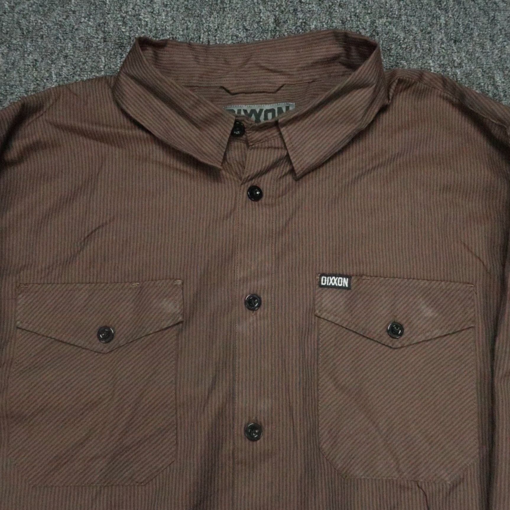 Vintage Dixxon Flannel Shirt Mens 2XL Brown Striped Button-Up Long Sleeve Casual Shirt Windowed by Dixxon Size US XXL / EU 58 / 5 - 2 Thumbnail