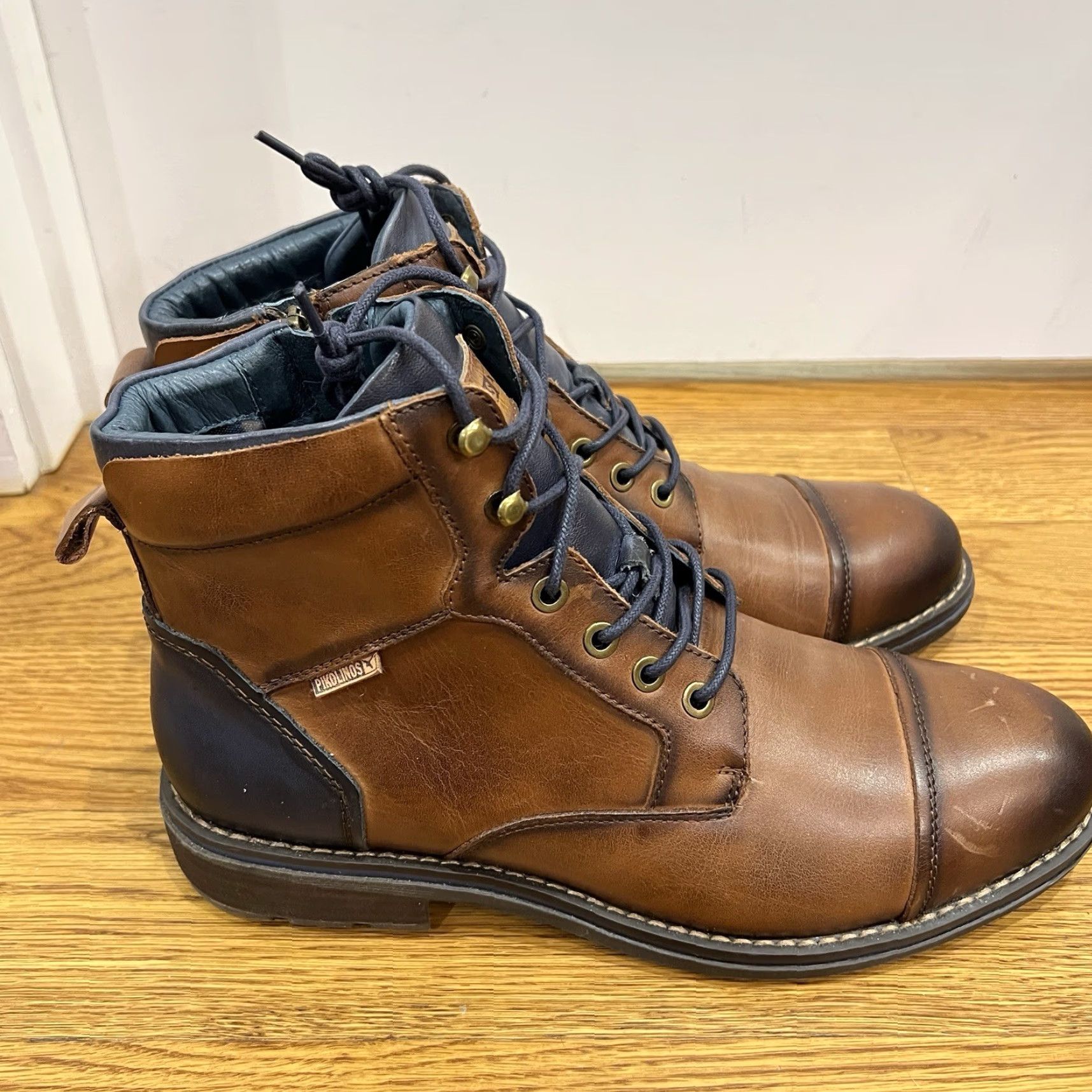 Vintage Pikolinos YORK Brown Leather Cap Toe Ankle Zip Lace Up Boots Sz 41 / 8.5 US Boots Mens Size ONE SIZE - 5 Thumbnail