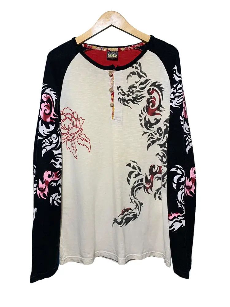 Vintage 2000s DBLD JAPAN tribal dragon tatto sukajan longsleeve Size US L / EU 52-54 / 3 - 2 Thumbnail