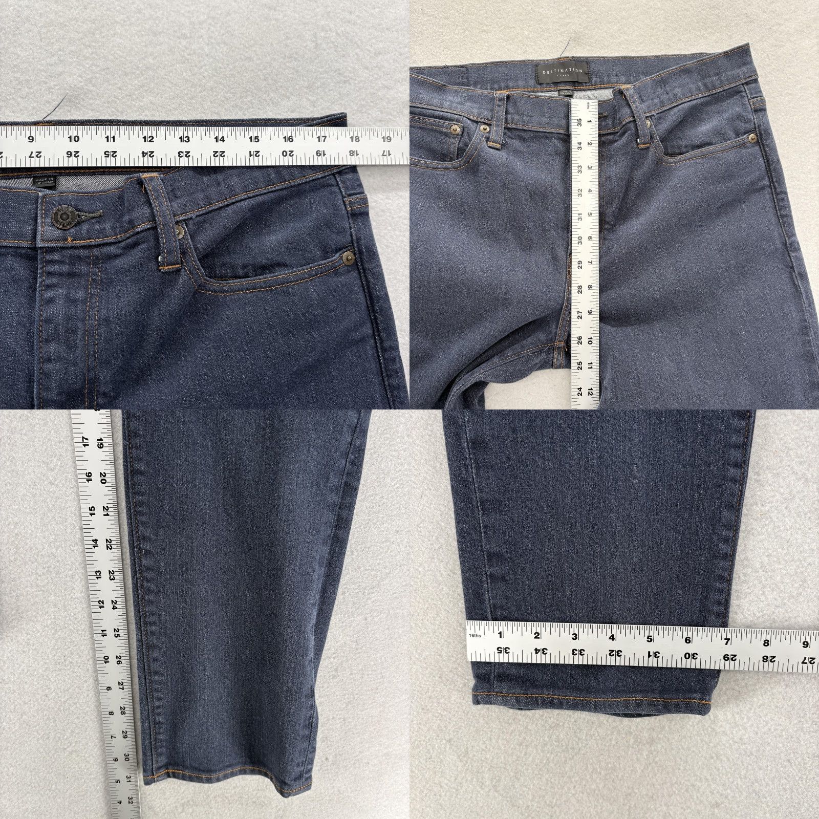 J.Crew J.Crew 484 Jeans Mens 35x32 Dark Blue Stretch Denim Pants Slim Straight Regular Inseam 31 Zip Pocket Logo Vintage No Size US 35 - 8 Thumbnail
