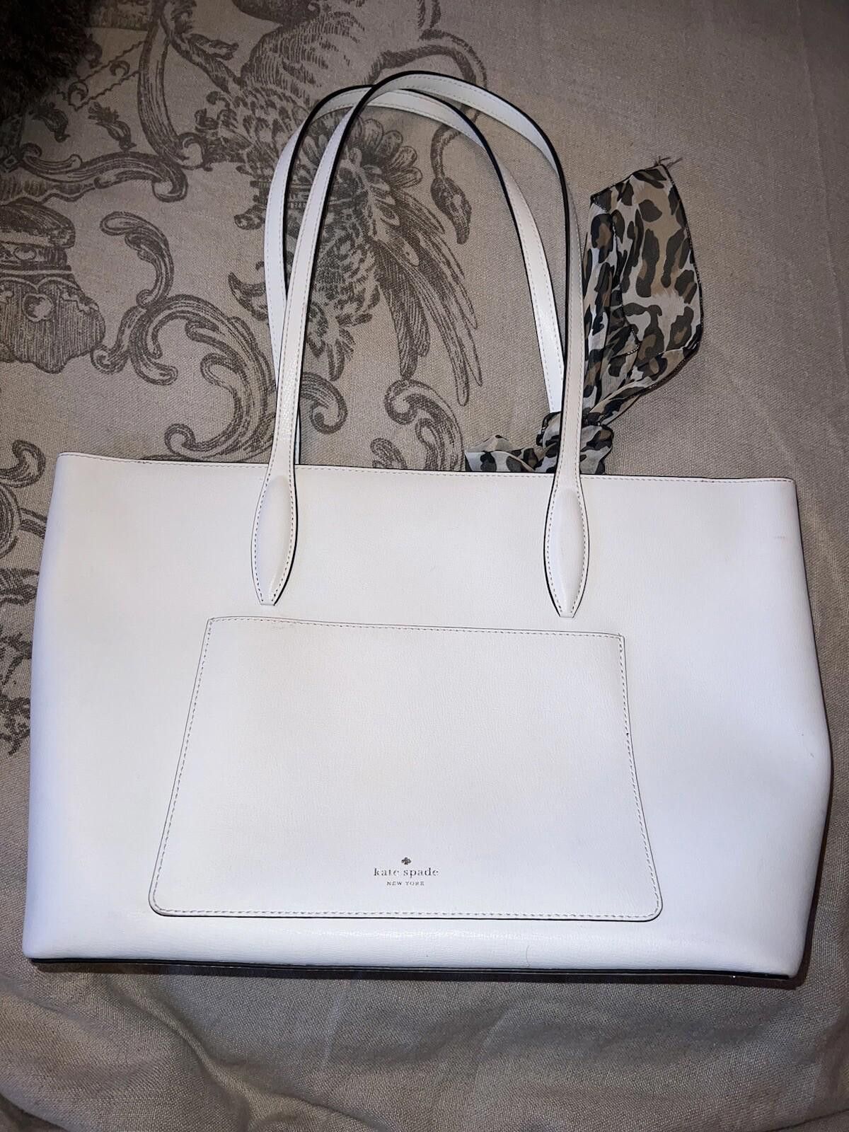 Kate Spade Kate Spade White Leather Handbag Purse Tote Bag w/ Scarf Size ONE SIZE - 7 Thumbnail