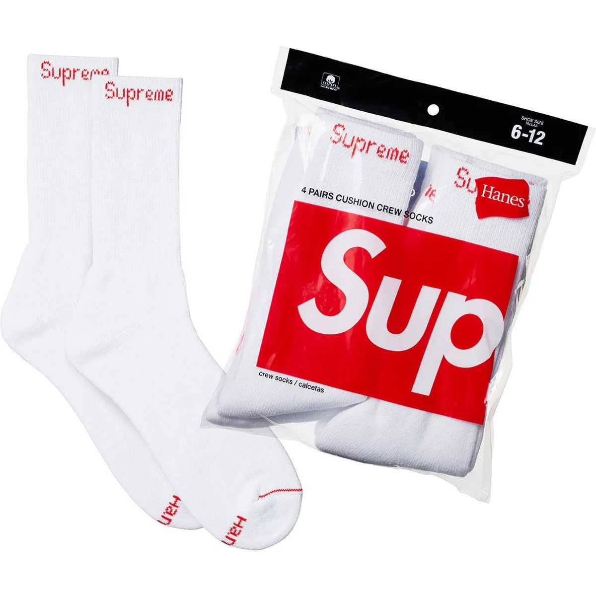Supreme Supreme Hanes 4 Pack Socks/ 6-12 Mens Size ONE SIZE - 2 Thumbnail