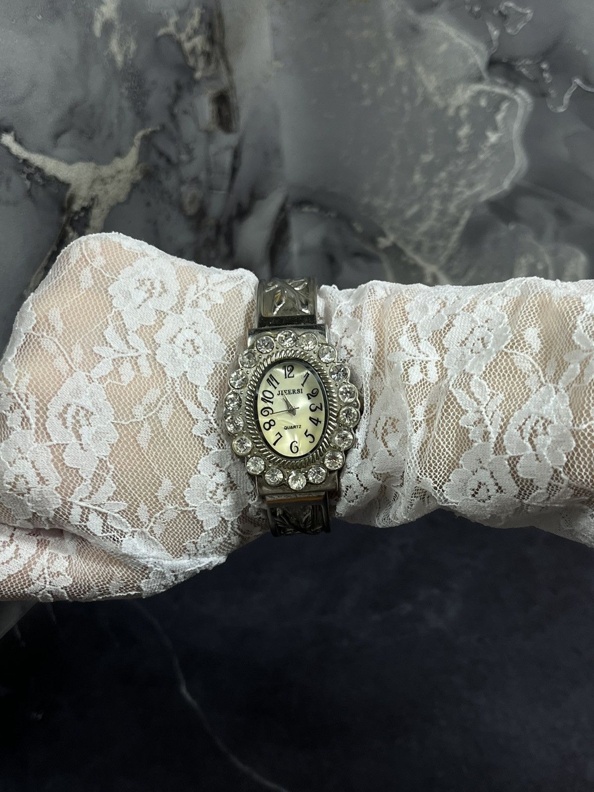 Jewelry Jiersi Rhinestone Cuff Watch, Vintage Style, Japanese Brand Size ONE SIZE - 2 Thumbnail