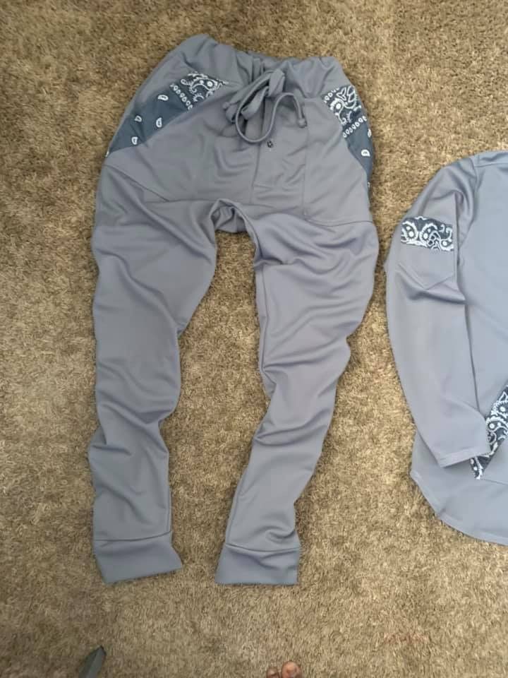 Other Men Custom Gray Bandanna Trim Tank Hoodie & Jogge Set. Size US XL / EU 56 / 4 - 2 Thumbnail