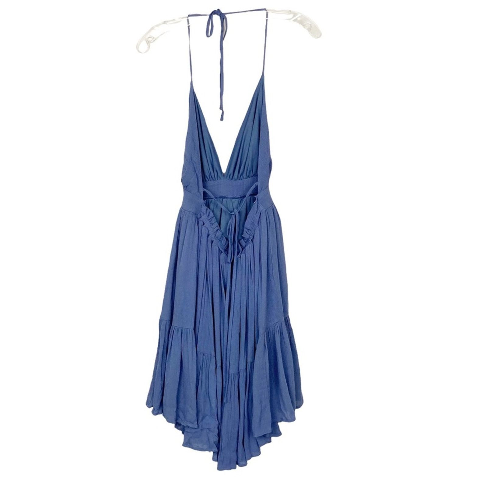 Other Windsor Blue Tiered Ruffle Backless Halter Dress Sz S Size S / US 4 / IT 40 - 4 Thumbnail