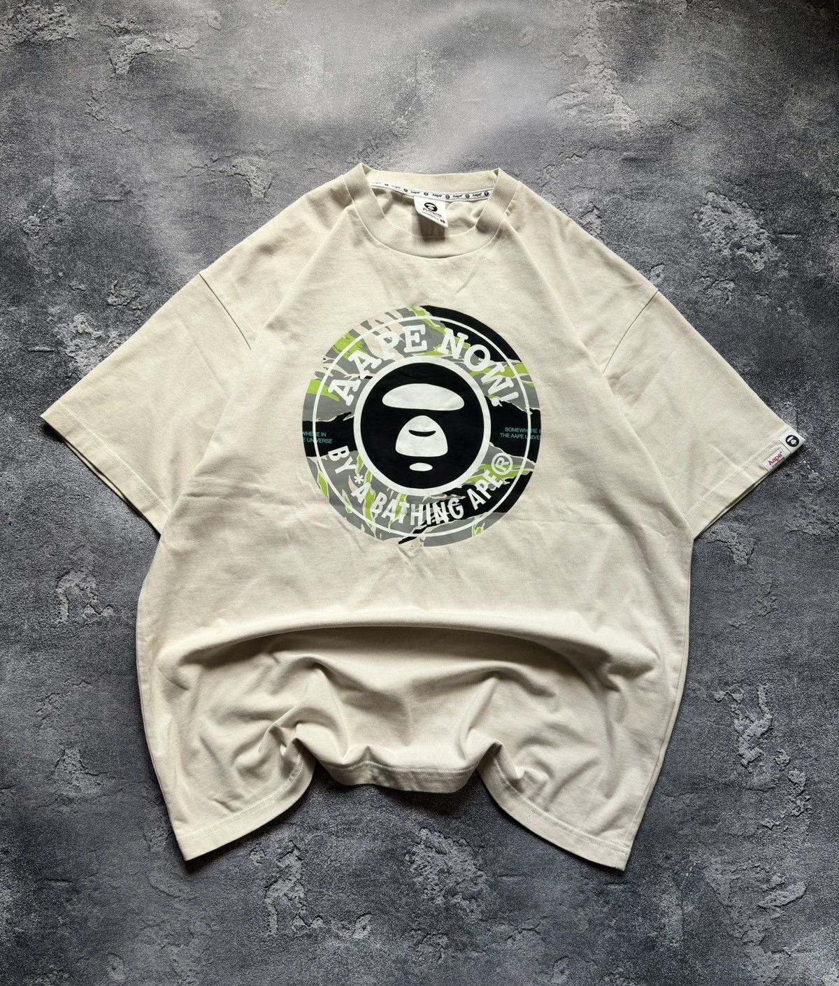 Aape By A Bathing Ape Unvs Moonface Camo Logo Y2K T Shirt