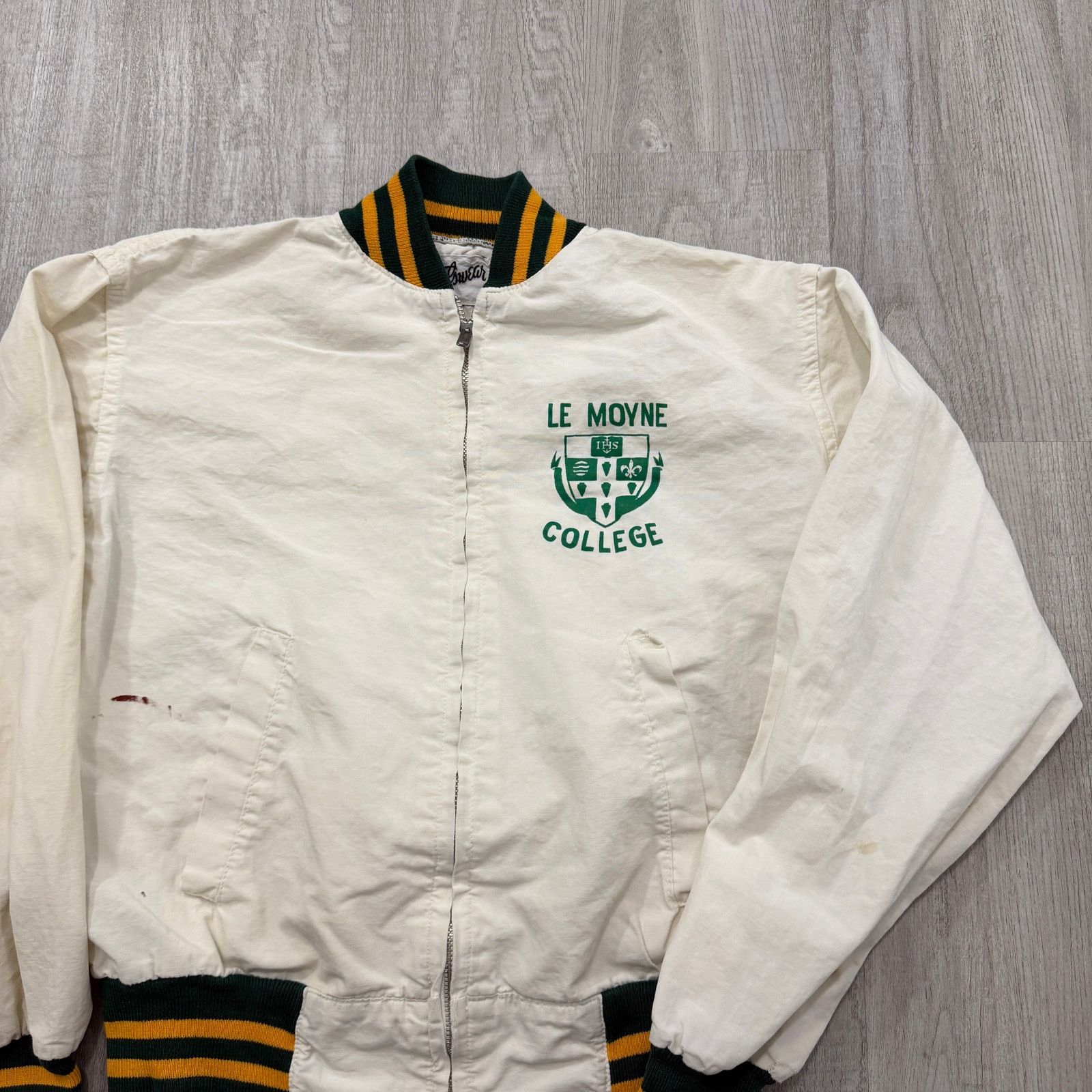 Vintage Vintage Le Moyne College Bomber Jacket Men's Small White 60s Size US S / EU 44-46 / 1 - 2 Thumbnail