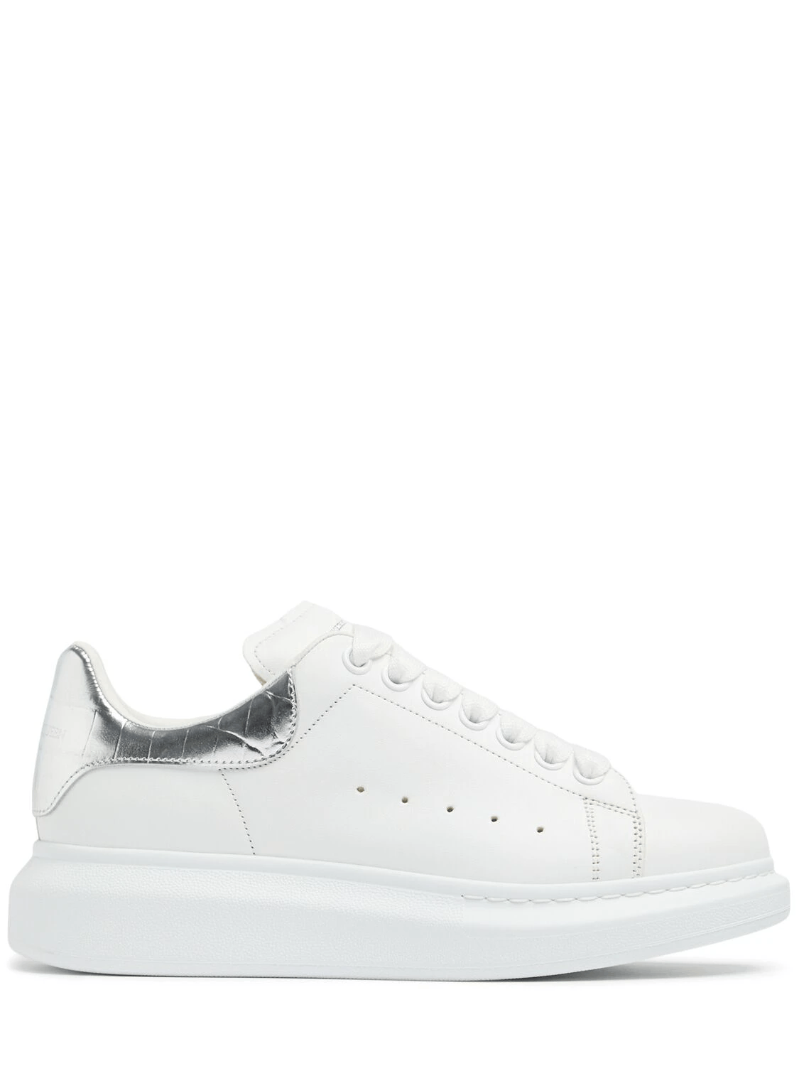 MCQUEEN Oversized $690 Wmn's Wht/Slvr Sneakers New