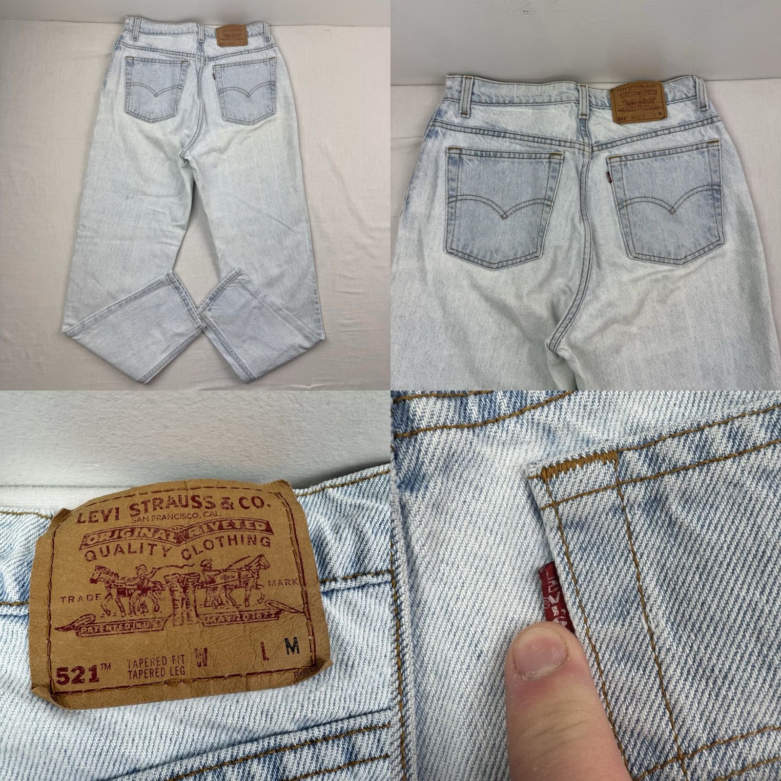 Levi's VINTAGE Levis 521 Jeans Womens 12 MED Tapered High Waist Hipster 90s USA Size 34" / US 12 / IT 48 - 9 Thumbnail