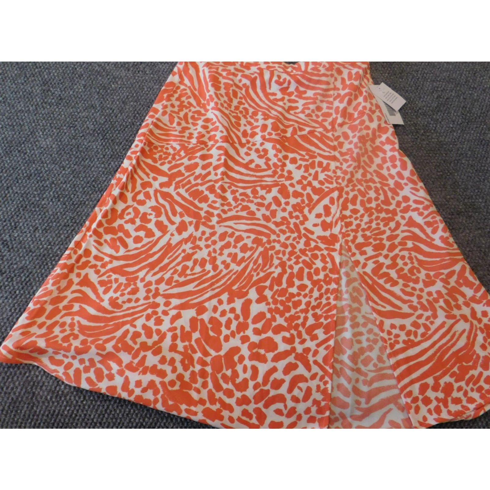 Vintage JustFab Skirt Women L Orange A-Line Knee Length Slit Zipper Knit Cotton Vintage No Size 36" / US 14 / IT 50 - 3 Thumbnail