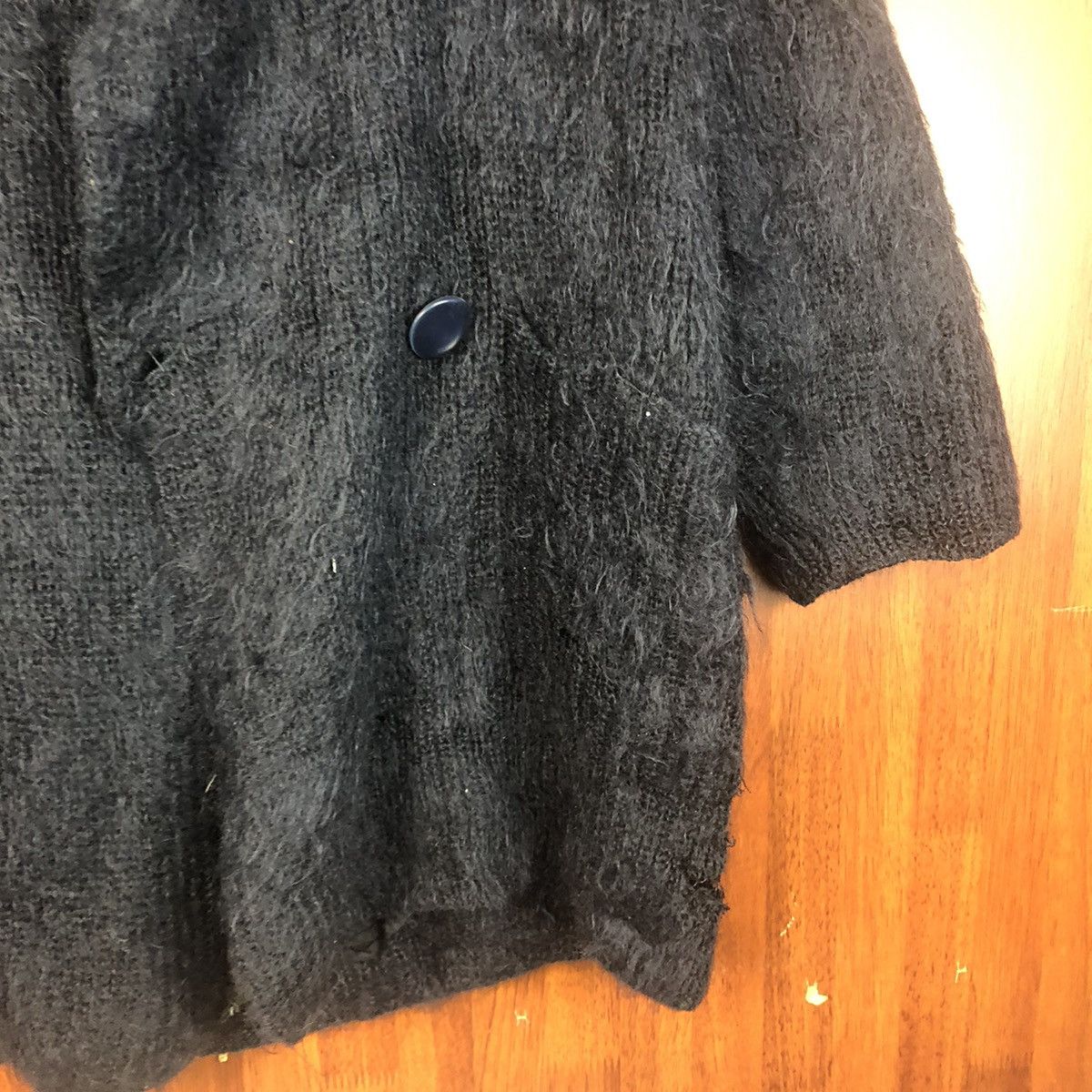 Vintage Blanct Dark Blue Shag Shaggy Fur Mohair Cardigan #7408 Size US XL / EU 56 / 4 - 9 Thumbnail
