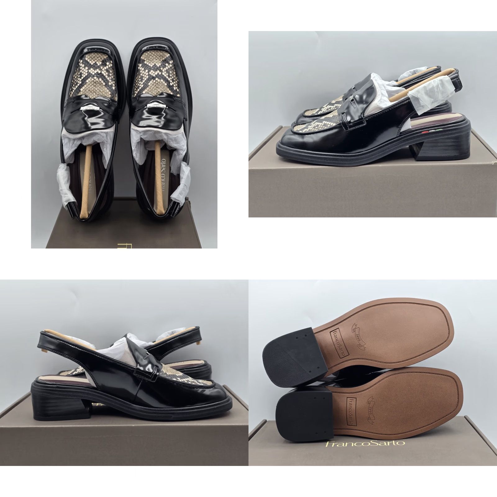 Franco Sarto Franco Sarto NIB Women’s Giada Slingback Loafer - Black/Snake - Size 5M - M Size US 5 / IT 35 - 8 Thumbnail