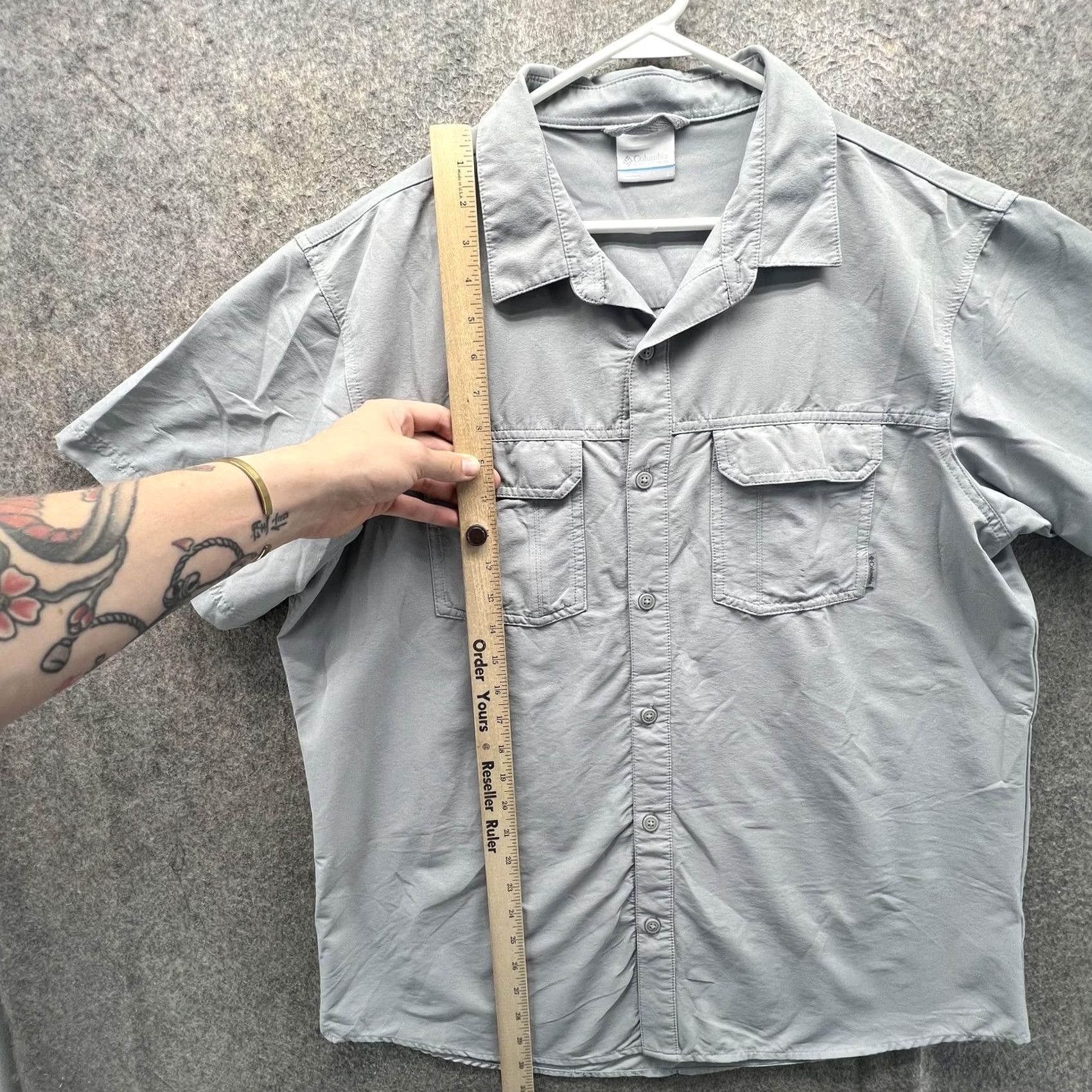 Vintage Columbia Shirt Mens Large Gray Omni-Wick Short Sleeve Button Front Casual Size US L / EU 52-54 / 3 - 6 Thumbnail