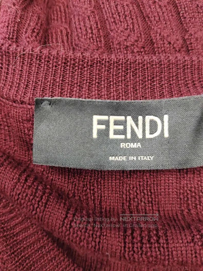 Fendi Fendi Burgundy Cable Knit Wool Sweater Size US M / EU 48-50 / 2 - 3 Thumbnail