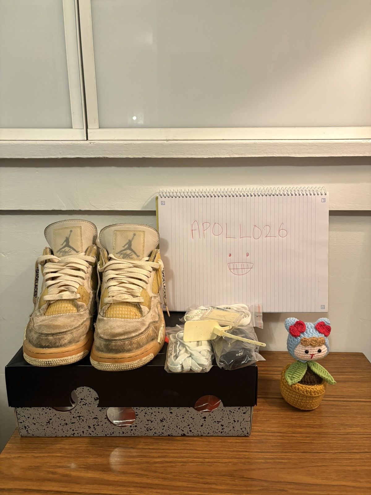 Nike × Off-White Off-White Nike Air Jordan 4 Sail US8 Size US 8 / EU 41 - 1 Thumbnail
