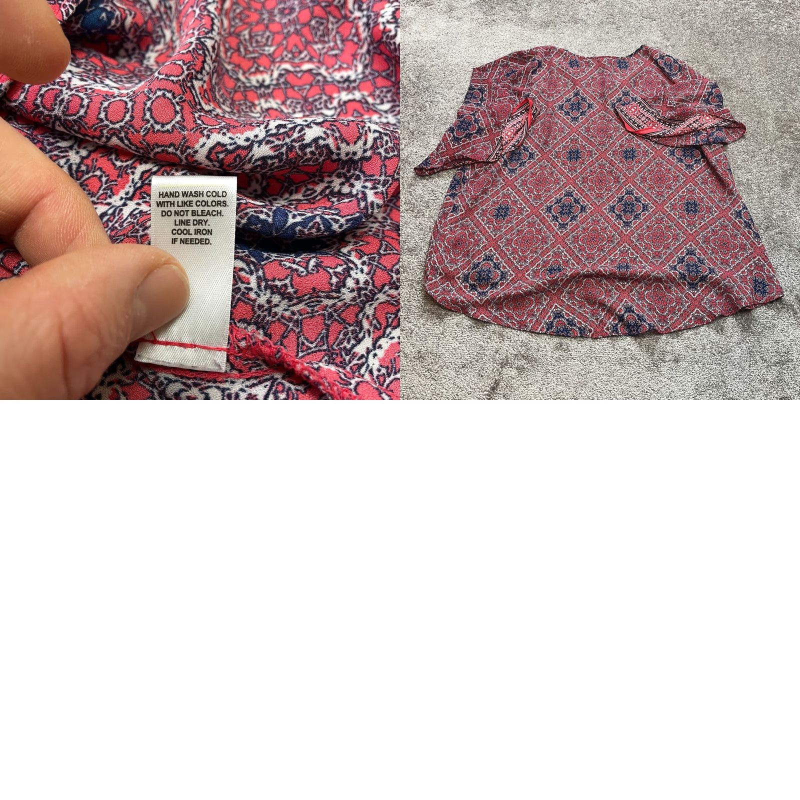 Vintage Cato Blouse Womens 20W Pink Blue 3/4 Sleeve Lightweight Polyester Knit Round Neck Pullover Casual Plus Size Ladies Top Size 3XL / US 20-22 - 8 Thumbnail