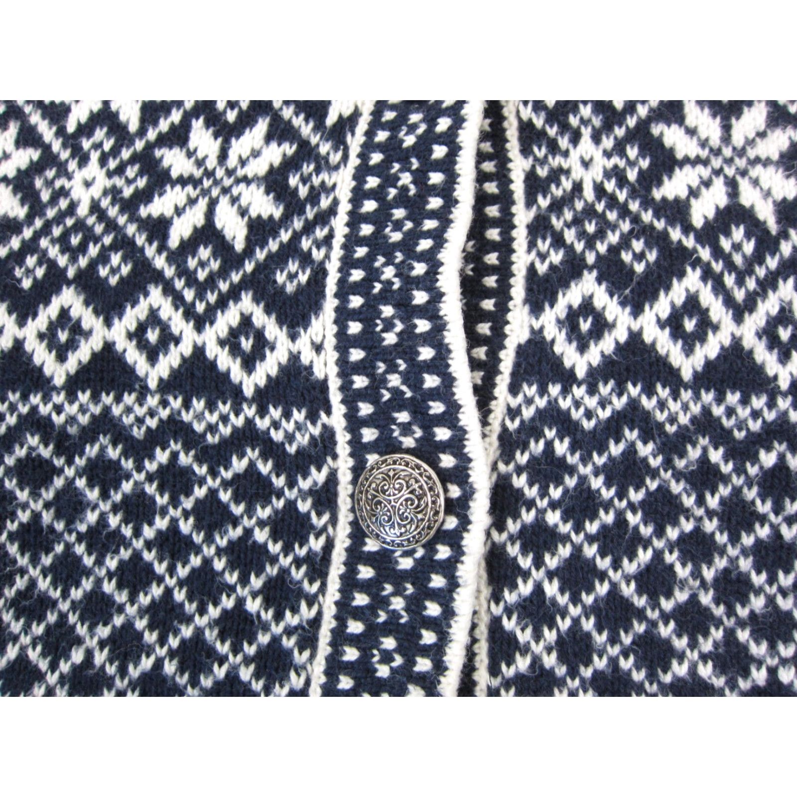 Barrow VINTAGE Croft & Barrow Cardigan Womens XL Blue White Diamond Sweater Size XL / US 12-14 / IT 48-50 - 5 Thumbnail