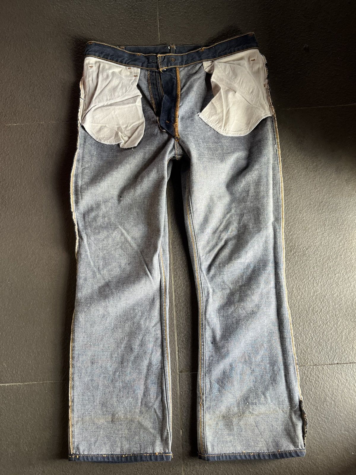 Levi's 🔥Rare Vtg 70s Levis 646 Big E Orange Tab Bottom Bell Flare Size US 33 - 17 Thumbnail