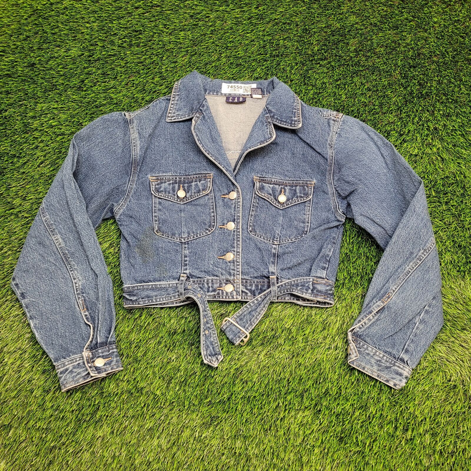 Gap VTG GAP Cropped Denim Jacket Womens 2XS/XS Belted Waist Size XS / US 0-2 / IT 36-38 - 1 Thumbnail