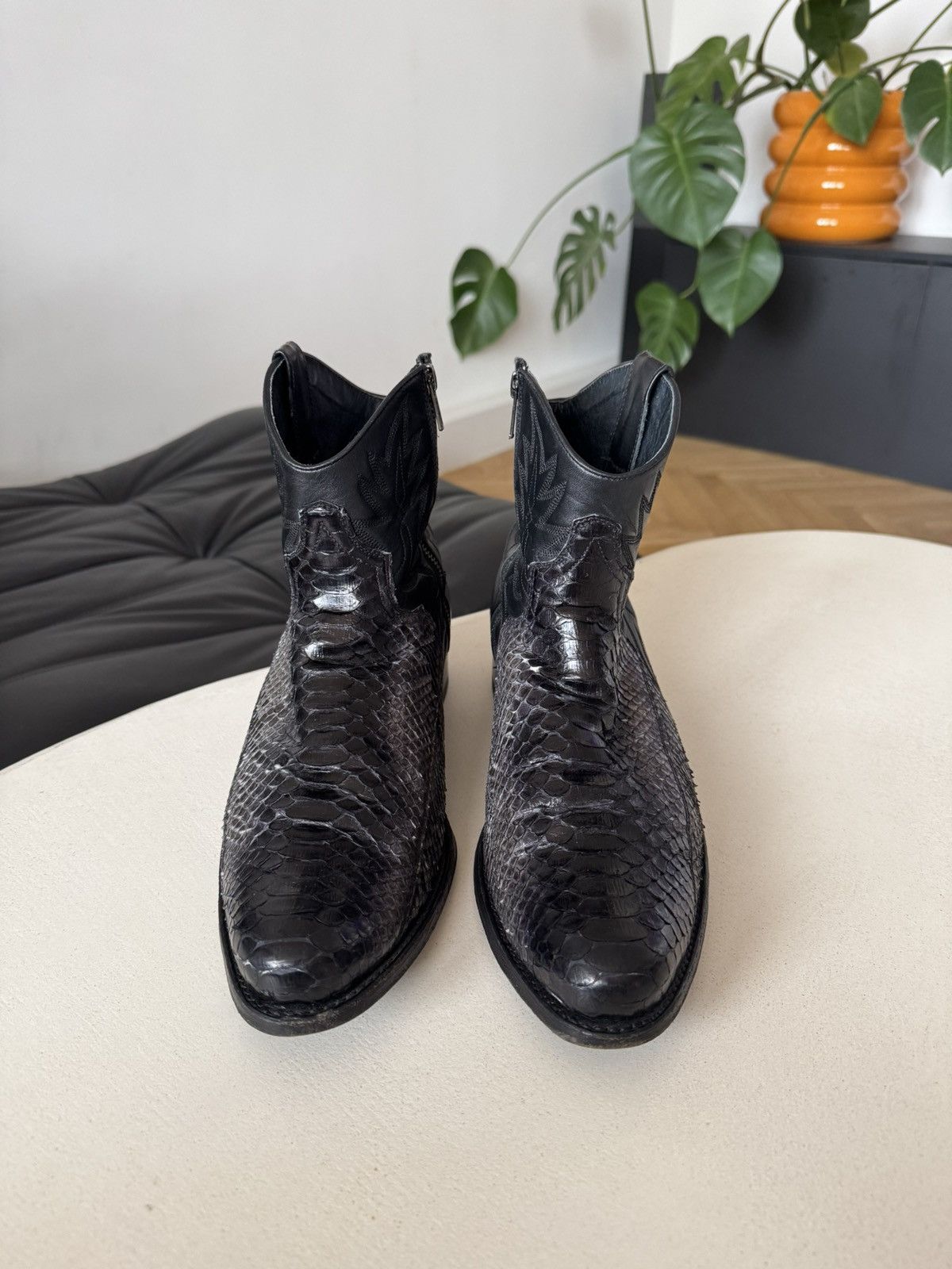 Leather Vintage Sendra Cowboy Leather Boots Washed Snake Skin Rare Size US 8 / EU 41 - 3 Thumbnail
