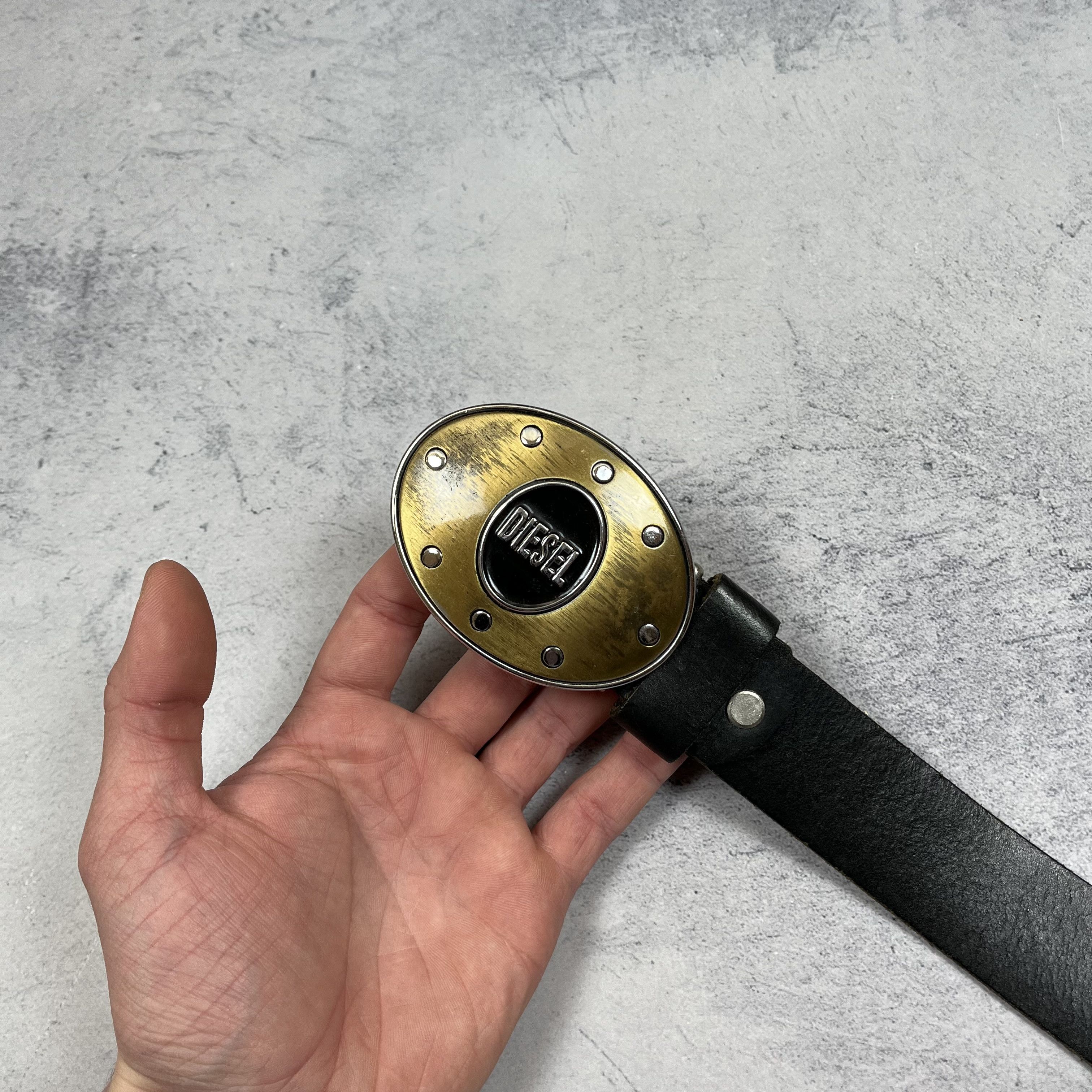 Diesel Vintage Diesel Big Logo Y2K Black Leather Belt 2000’s Size ONE SIZE - 4 Thumbnail