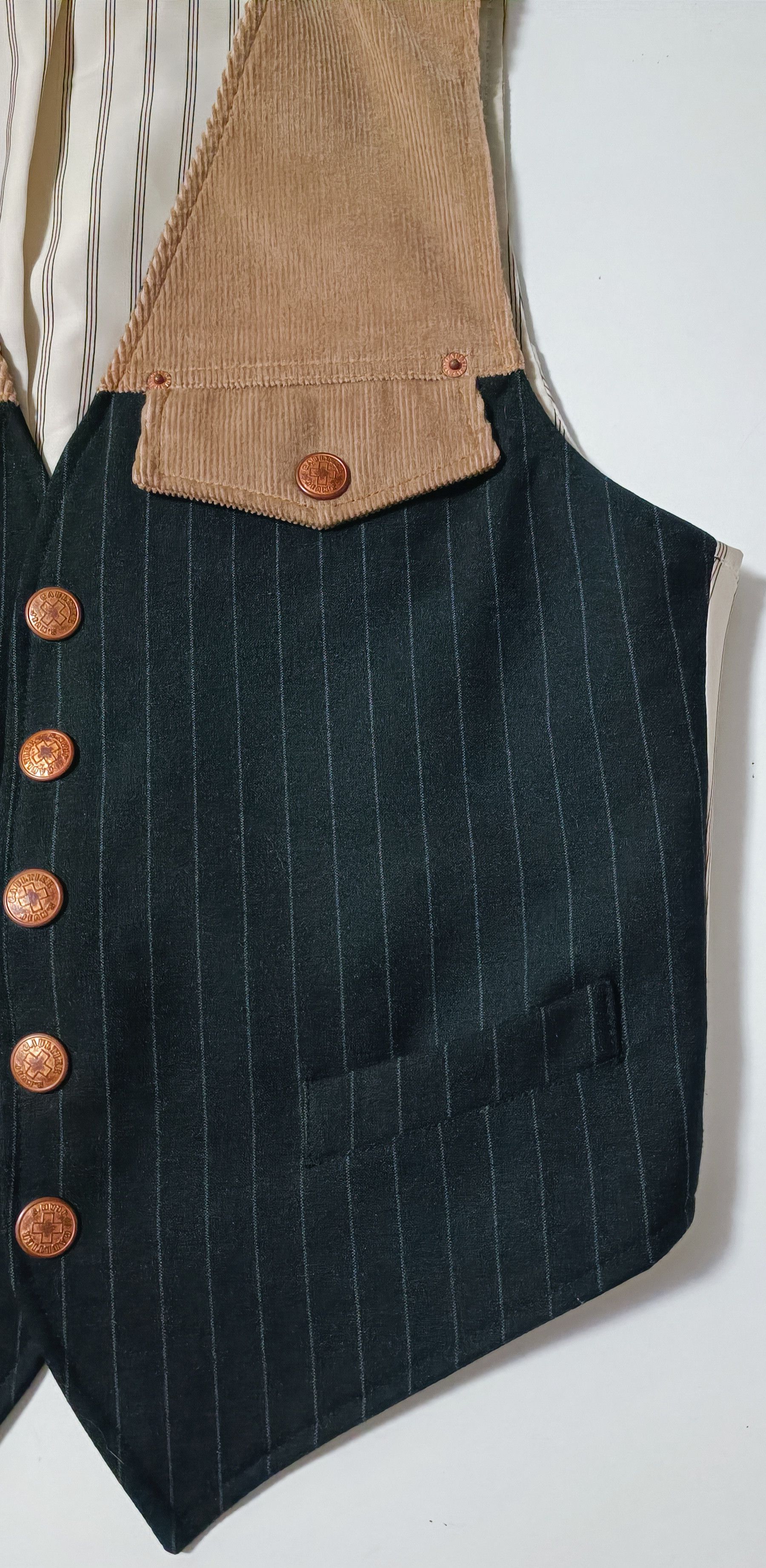 Jean Paul Gaultier 90's - Vest in courdoy and dark gray with stripes Size US S / EU 44-46 / 1 - 6 Thumbnail