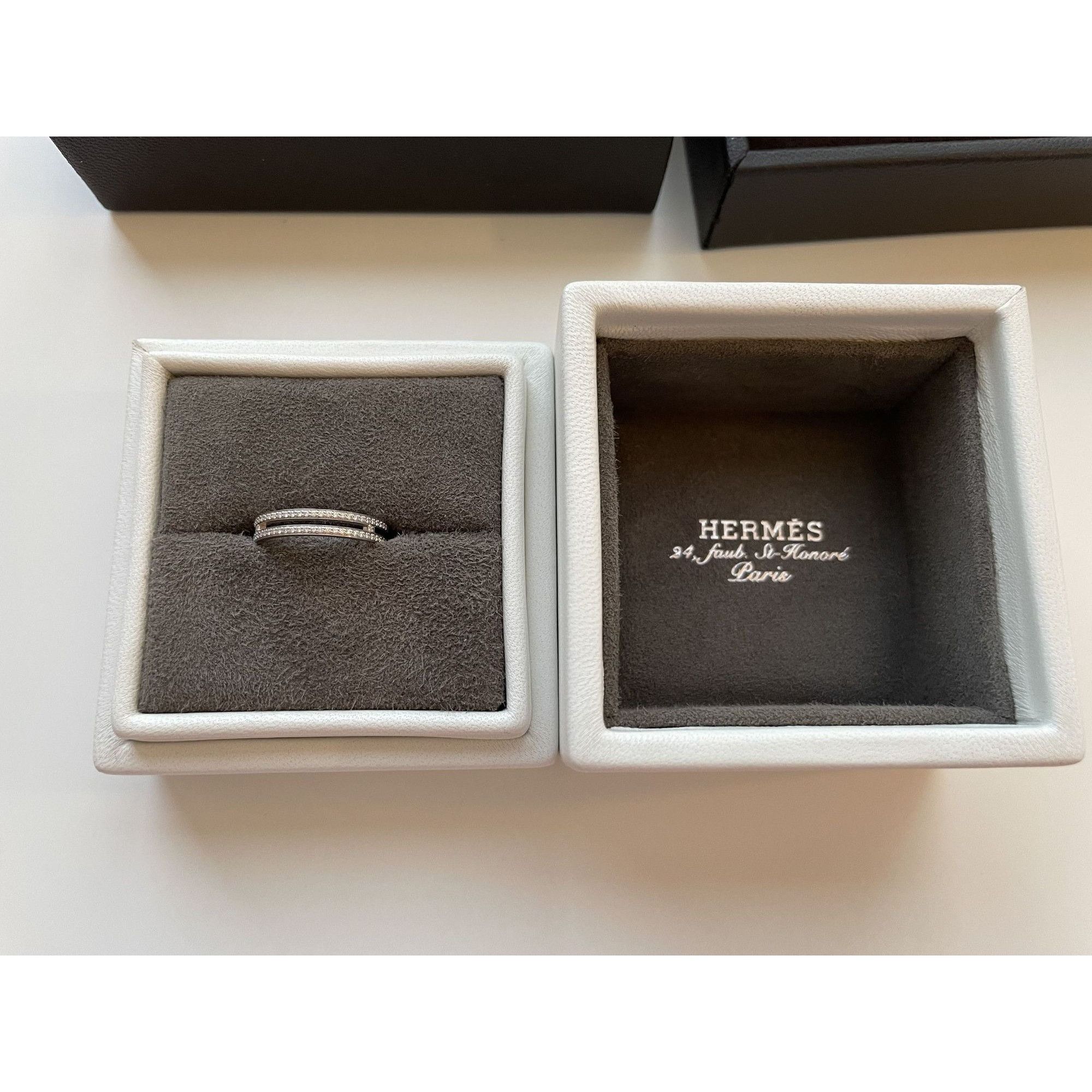 Hermes Hermès White Gold Double Band Ring With Diamond Accents Size Size ONE SIZE - 2 Thumbnail