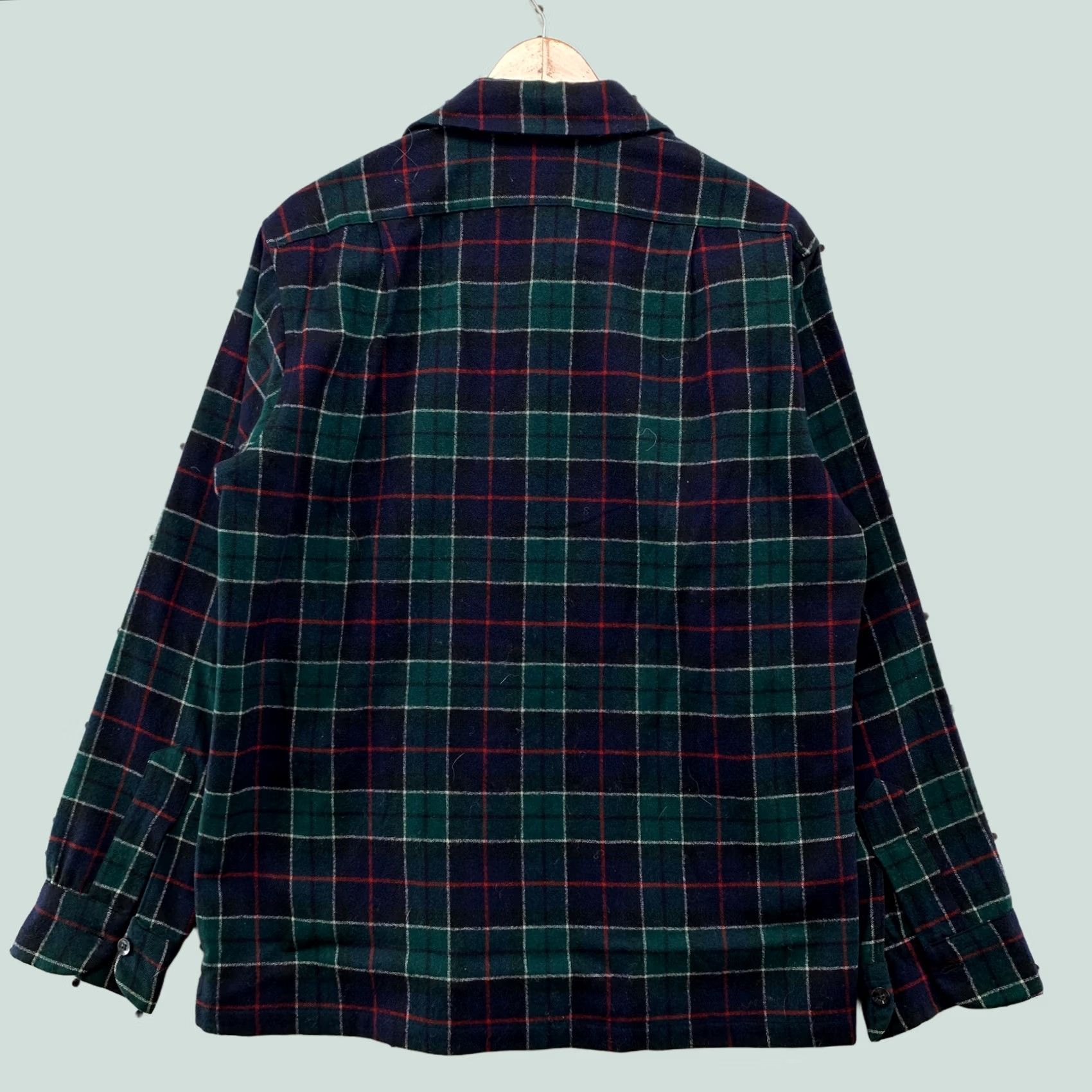 Pendleton VINTAGE 70s Pendleton Wool Board Shirt Green Tartan Plaid Button Loop USA M Mens Size US M / EU 48-50 / 2 - 1 Thumbnail