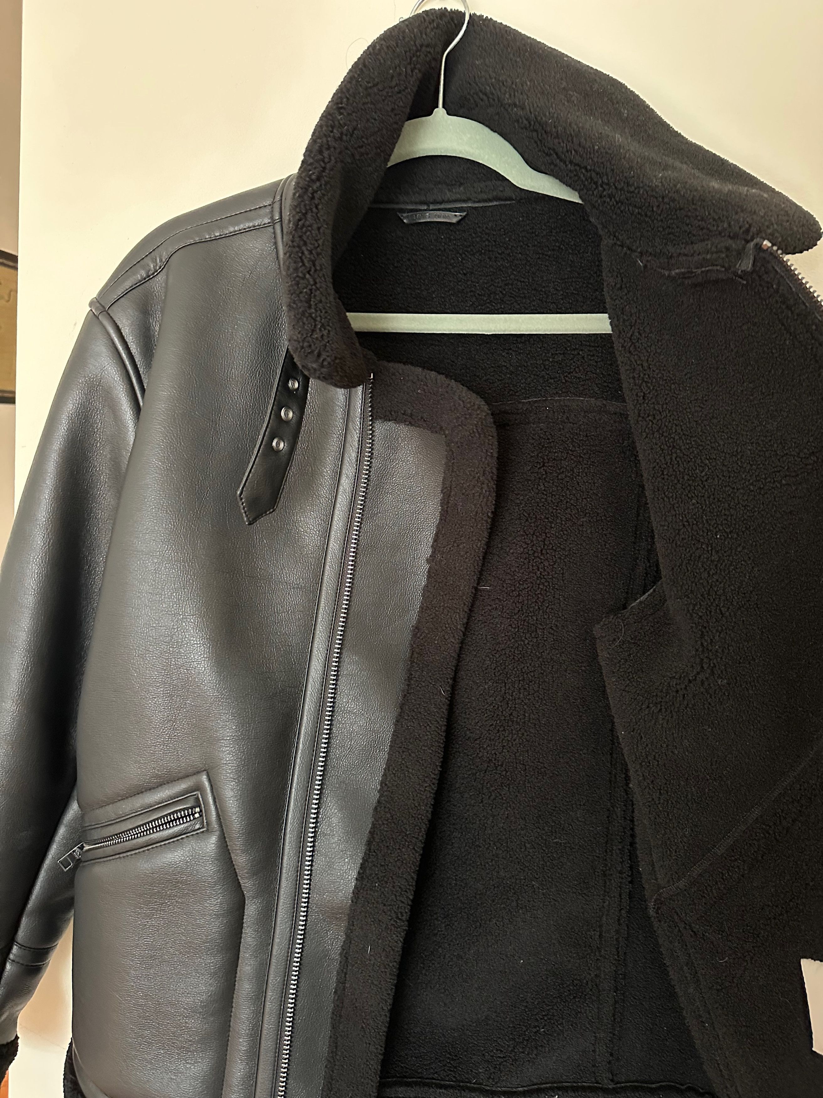 Mango Mango Man Faux Leather Shearling Aviator Bomber Jacket Size US M / EU 48-50 / 2 - 5 Thumbnail