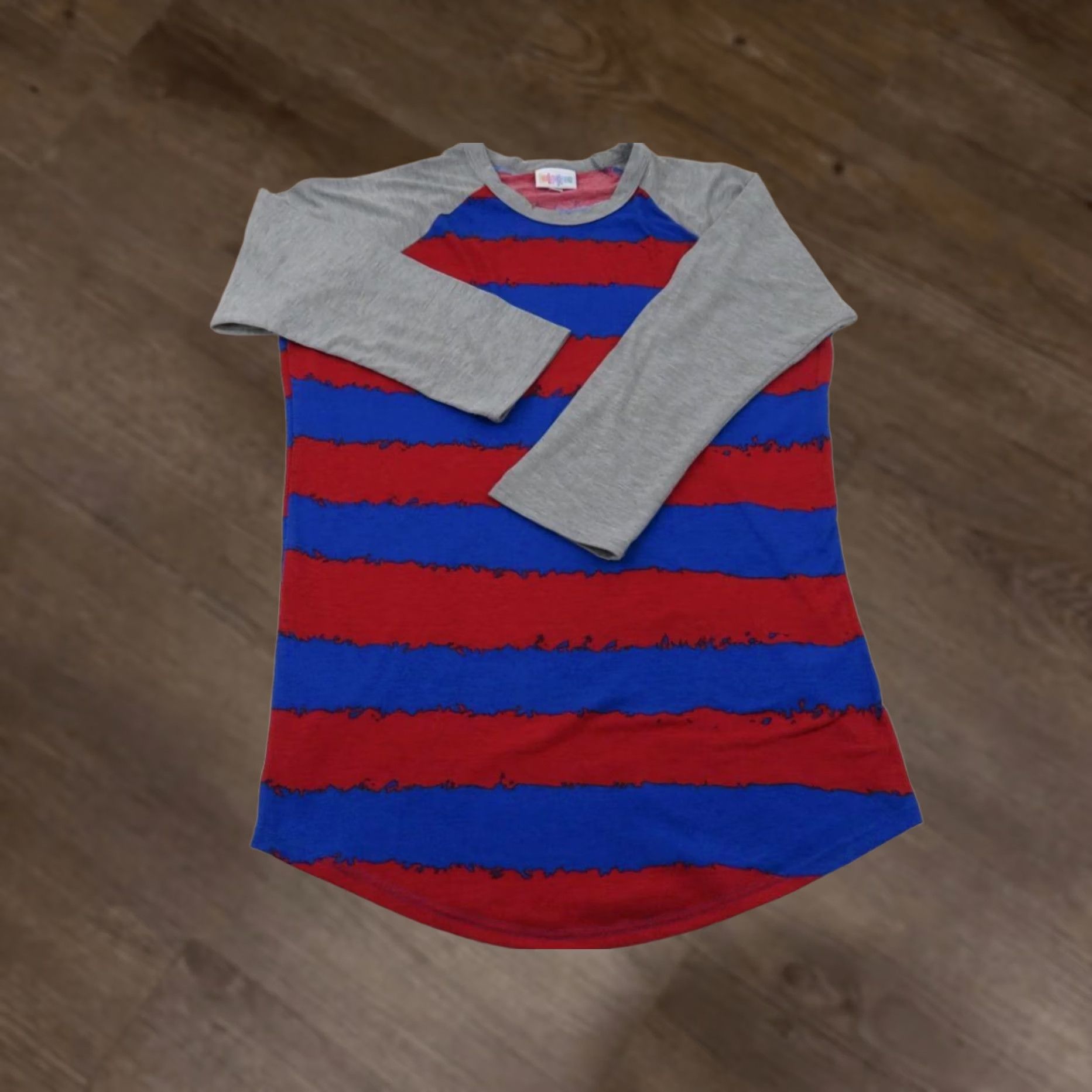 Vintage LuLaRoe Blue Red Stripe Gray Randy Shirt Women's XS Top Tee Baseball Raglan Size XS / US 0-2 / IT 36-38 - 1 Thumbnail