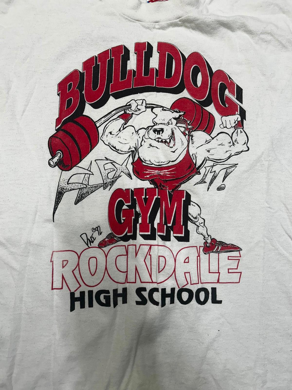 Fruit Of The Loom Vintage Bulldog Gym Rockdale High School T-Shirt Size US XL / EU 56 / 4 - 3 Thumbnail