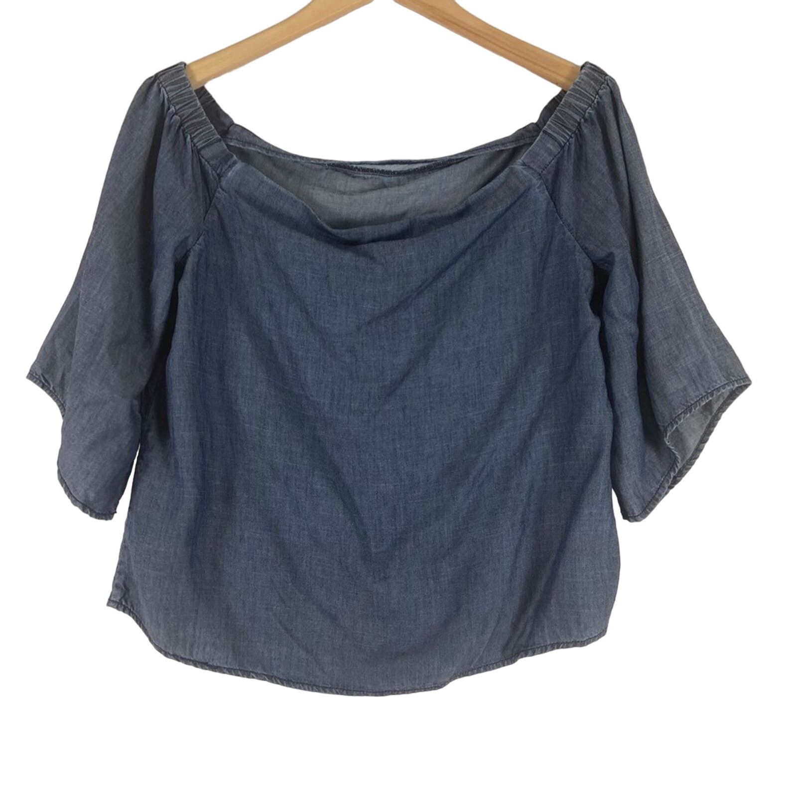 Chicos Chicos Black Label Chambray Off Shoulder Top Size #1 = Small Size S / US 4 / IT 40 - 2 Thumbnail
