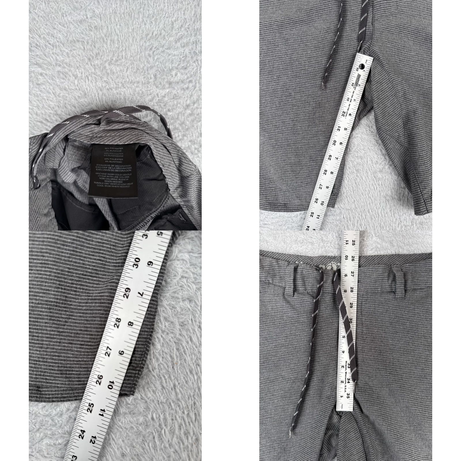 Hang Ten Hang Ten Mens Shorts 32 Gray Striped Chino Polyester Blend Skate Beach Surf Casual 5-Pocket Logo Belt Loops Inseam 10 in Regular Fit Size US 32 / EU 48 - 8 Thumbnail