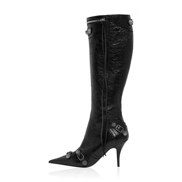Balenciaga o1g2r1mq0924 Cagole Heeled Boots in Black Size US 6 / IT 36 - 2 Thumbnail