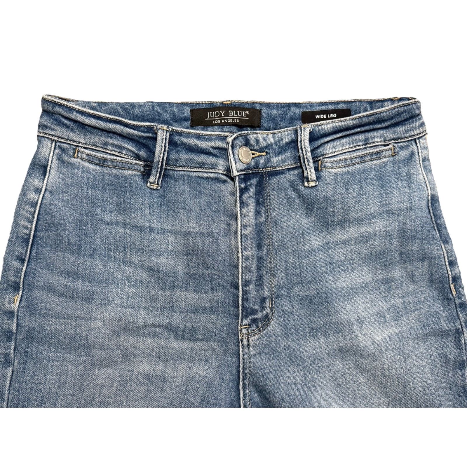 Denime VINTAGE? No — Judy Blue Womens Jeans Wide Leg Denim Blue 5/27 Raw Hem Size 27" / US 4 / IT 40 - 5 Thumbnail
