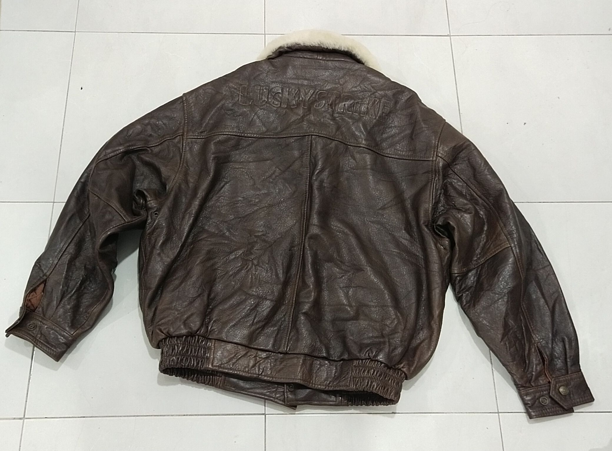 Leather Final💥 Drop Lucky Strike Leather Jacket L💥 Size US L / EU 52-54 / 3 - 18 Thumbnail