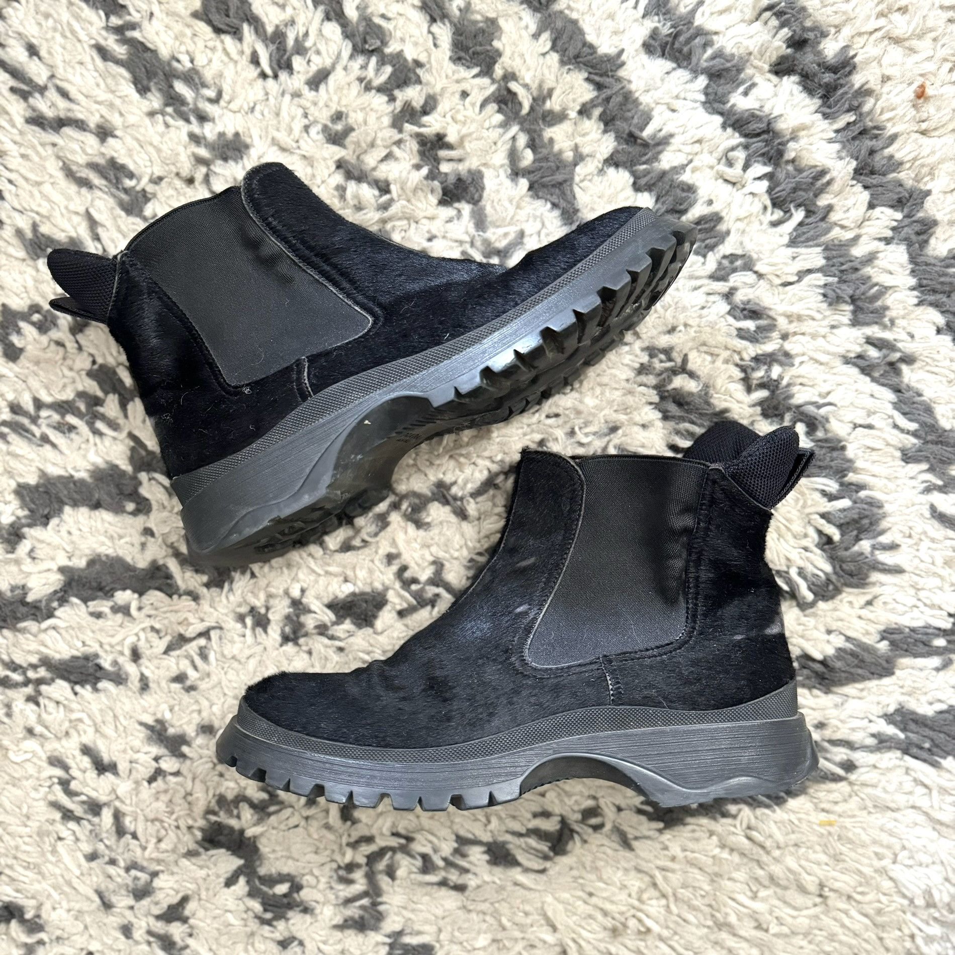 image of Prada Ponyhair Chelsea Boot in Black, Women's (Size 8.5)