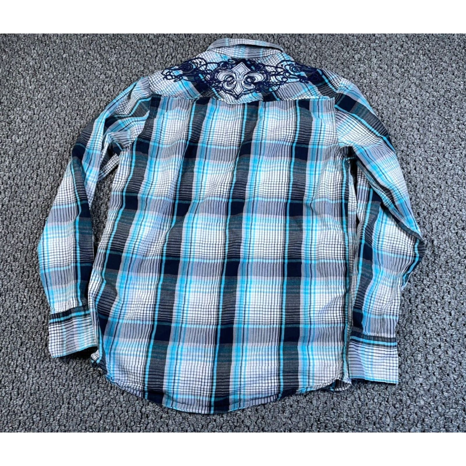 Affliction VINTAGE Red Snap Western Shirt Mens M Blue Plaid Tribal Snap Shirt Mens M Blue Plaid Tribal Western Grunge Hip Hop Retro Casual Men Size US M / EU 48-50 / 2 - 2 Thumbnail