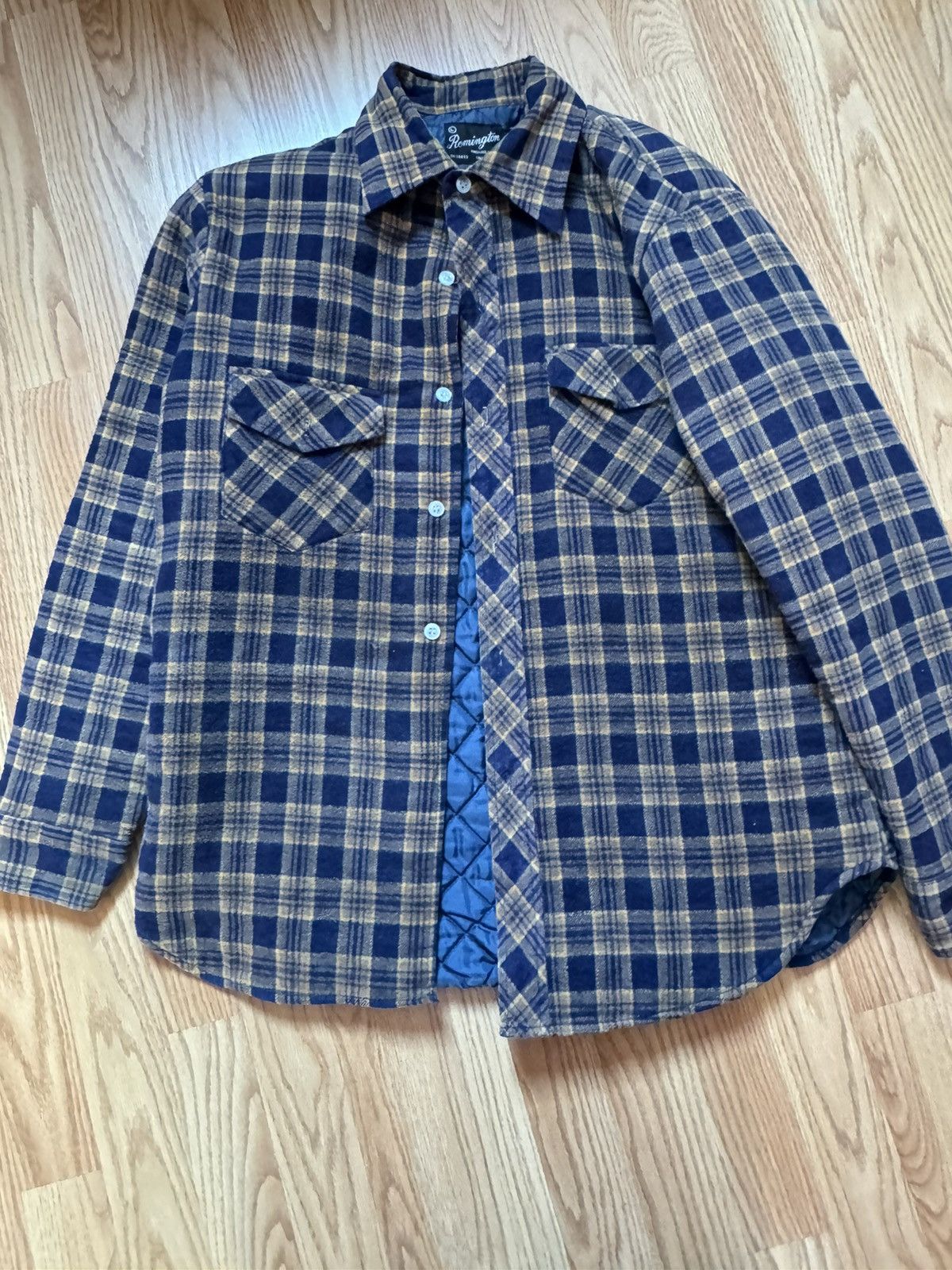 Designer × Vintage REMINGTON - Blue and Orange Padded Button Up Shirt *VINTAGE* Size US M / EU 48-50 / 2 - 2 Thumbnail