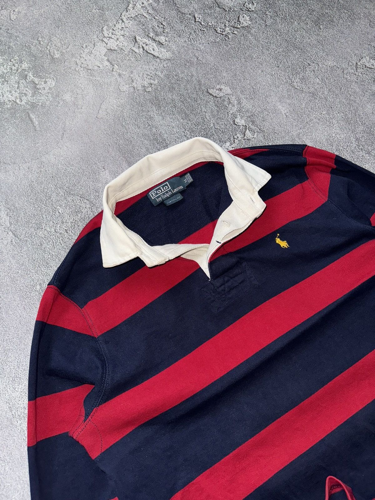 Polo Ralph Lauren × Vintage Polo Ralph Lauren M vintage sweatshirt rugby button up 90s Size US M / EU 48-50 / 2 - 2 Thumbnail